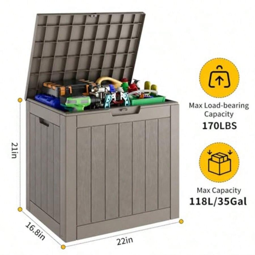 35 Gallon Outdoor Storage Box, - Outdoor Furniture Cushion recension och pris