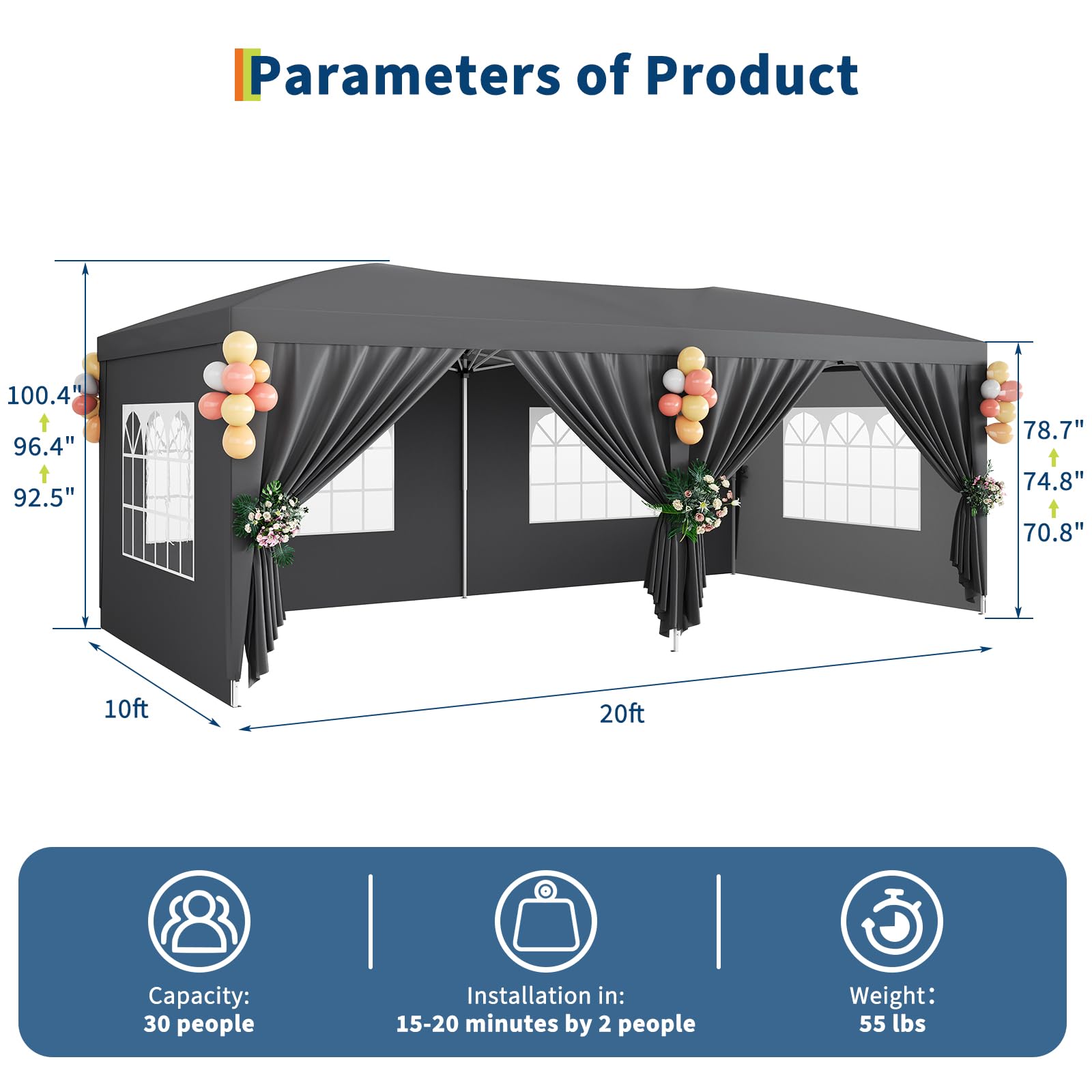 10x20 Pop Up Canopy Tent With  - Gazebo Pop Up recension och pris