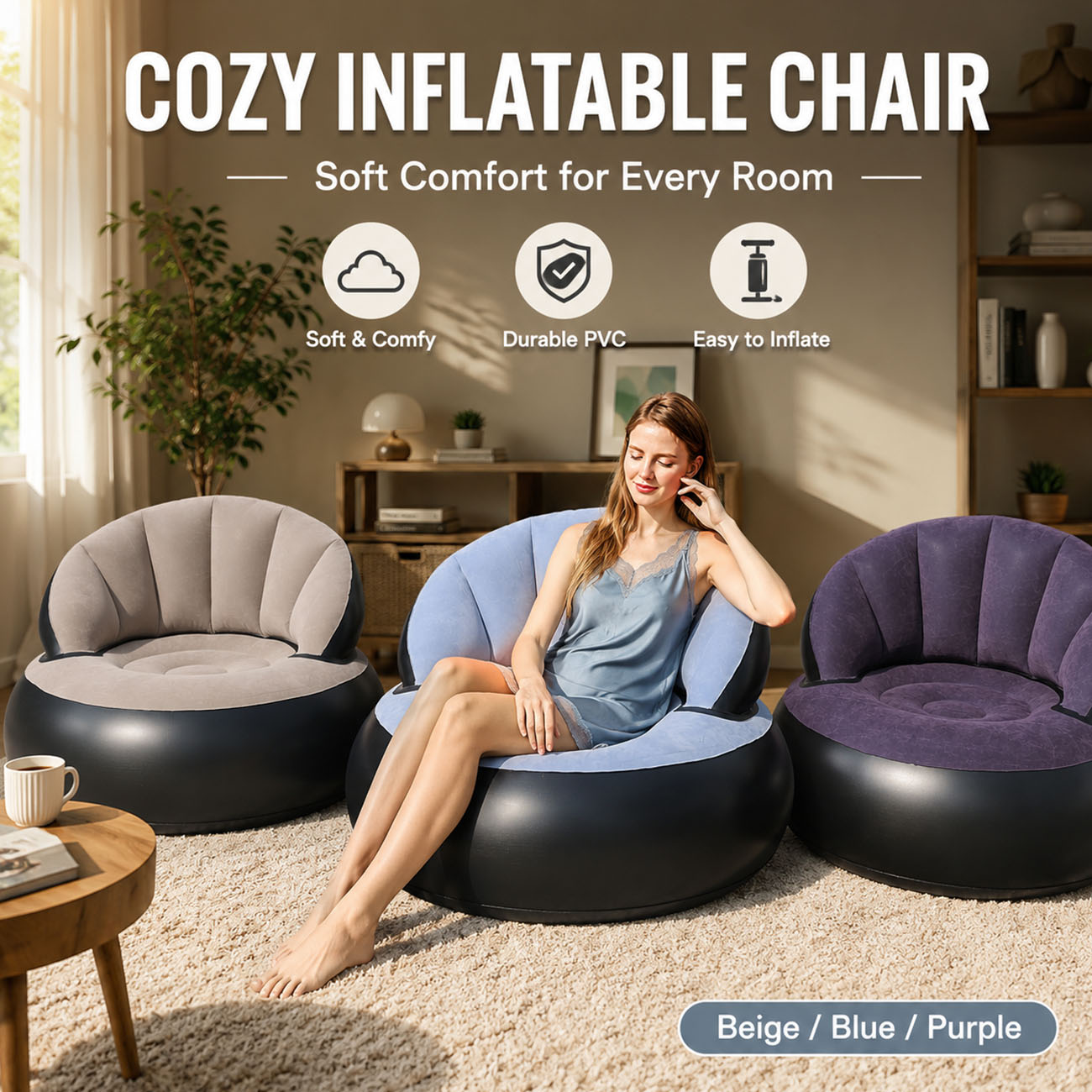 Inflatable Chair for Adults, F - Outdoor Furniture Lounge Chair recension och pris